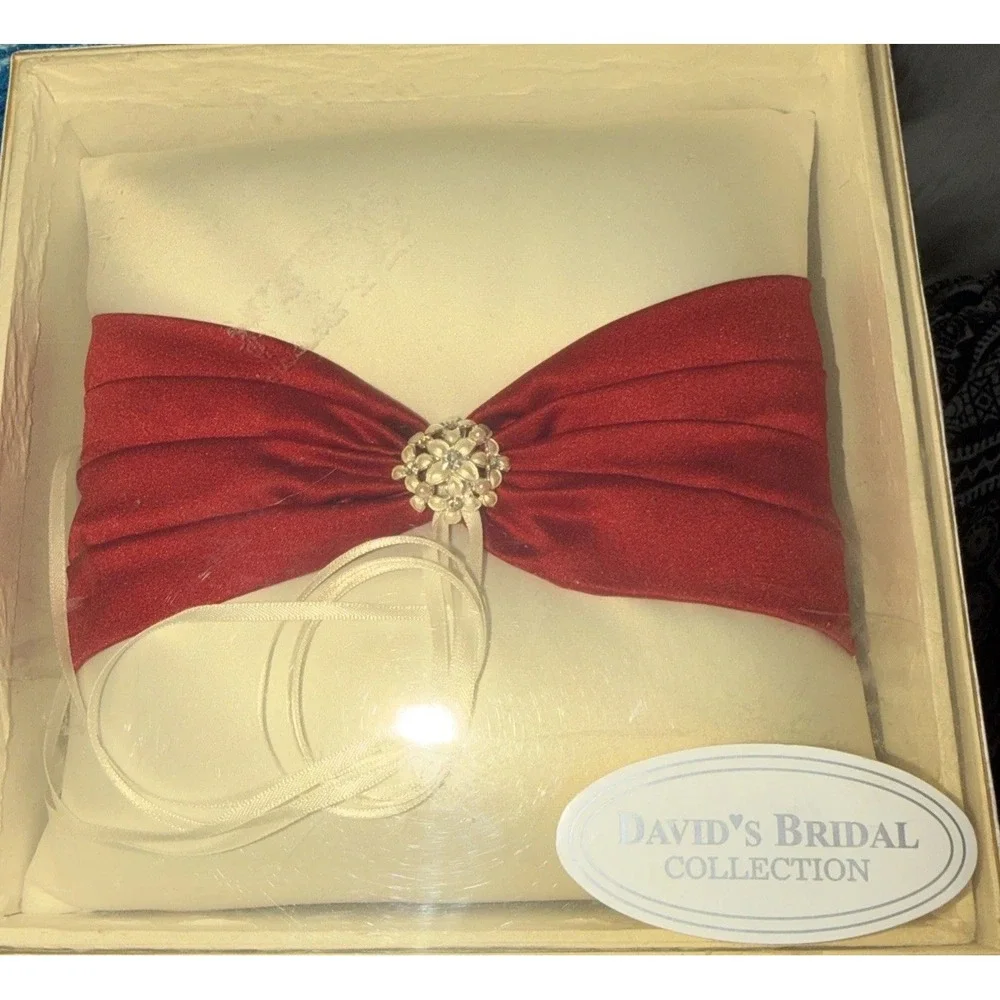 Wedding ring bearer pillow From David's  Bridal Ivory Red
